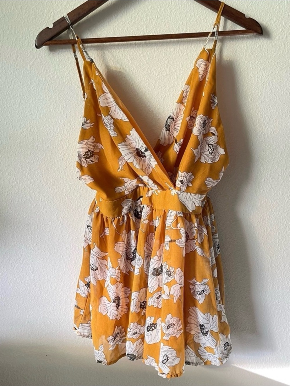 Free People Yellow Floral Wrap Romper